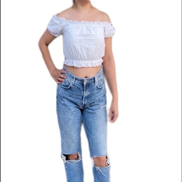 White eyelet crop top - Picture 2 of 5